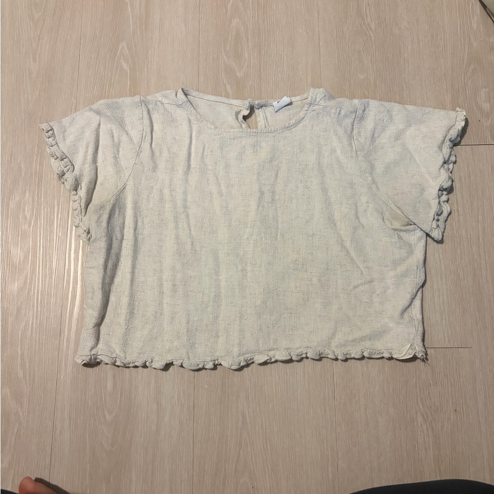 Me to We Cream Ruffle Crop Top